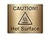 OriginDesigned Caution Hot Surface Sign Adhesive Sticker Notice engraved with Universal Icon Symbol and Text Size 12cm x 10cm Gold