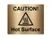 OriginDesigned Caution Hot Surface Sign Adhesive Sticker Notice engraved with Universal Icon Symbol and Text Size 12cm x 10cm Gold