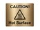OriginDesigned Caution Hot Surface Sign Adhesive Sticker Notice engraved with Universal Icon Symbol and Text Size 12cm x 10cm Gold