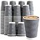 Clawsoff Coffee 120 Pack Cups 12 oz Corrugated Insulated Ripple Wall Disposable Paper Cups for Hot Beverage or Cold Drinks OfficeHomeCafePartyTravel Gray