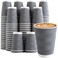 Clawsoff Coffee 120 Pack Cups 12 oz Corrugated Insulated Ripple Wall Disposable Paper Cups for Hot Beverage or Cold Drinks OfficeHomeCafePartyTravel Gray