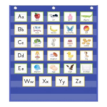 EAMAY Eamay Standard Pocket ChartsBlack 7 Pocket Chart for Teacher Lessons in a Classroom or Home Use Fits Standard 3 Sentence Strips and Word Cards Blue