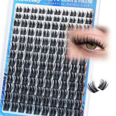 Newcally Eyelash Clusters Volume Lash Clusters Manga Spike Individual Lashes Dcurly Wispy DIY Lash Extension 1018MM Cluster Eyelash Extensions by