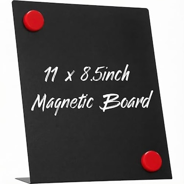 Fainne 1 Pc Magnetic Bulletin Board with Easel Stand Mini Magnet Metal Tabletop Memo Display Board for Back to School Menu Table Office Supplies Black11 x 85 Inches