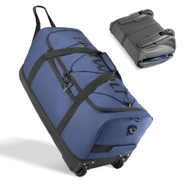 Fanwoli Collapsible Expandable 100L120L Large Rolling Duffle Bag 30 Waterproof Wheeled Luggage with NoSag Heavyload Design Lock Soft Handle for Travel Camping Dorm Moving