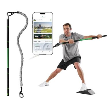 GolfForever Swing Trainer Plus Golf Fitness Training System for Strength Flexibility Swing Power Includes 1Year Membership Premium Training Bar for GolfSpecific Workouts