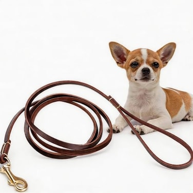 HiCaptain 13 inch Genuine Thin Leather Dog Leash for Small Dogs Soft 6ft Leather Training Dog Leash for Medium Dogs Puppy Cats Up to 15 lb