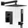 HoliSpa Black Shower System Shower Faucet Set with 10Inch Rain Showerhead and Handheld Spray Wall Mounted HighPressure Showerhead Combo Set Included Valve and Trim Matte Black