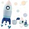 JETMÂ·HH JETMHH Silicone Rocket Stacking Toy Space Rocket Toy Baby Teething Toys Early Learning Stacking Tower Educational Learning Stacking Toys Nesting Toy for Early Educational for Infants Blue