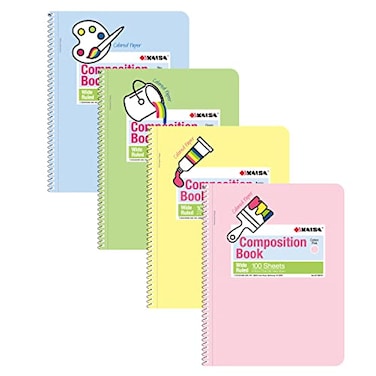 KAISA Colored Paper Spiral Notebook Wide Ruled 712x 934 Wirebound 1 Subject Notebooks 100 Sheetpad 4PadsPack SC10001W