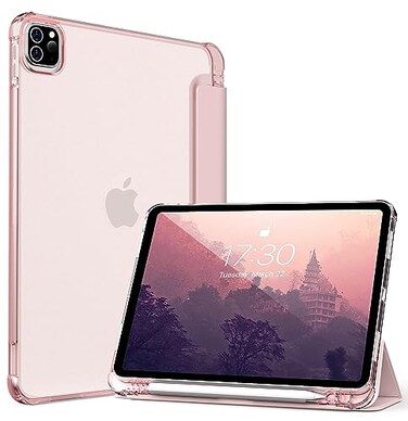 kenke Kenke New iPad Pro 11 Inch Case 4th3rd2nd1st Generation 2022202120202018 with Builtin Left Side Pencil Holder Hard Frosted Back Cover Colored Edge Pink