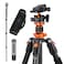 K&F CONCEPT KF CONCEPT 62 DSLR Camera Tripod Lightweight and Compact Aluminum Detachable Monopod Tripod with 360 Panorama Ball Head Quick Release Plate for Travel and Work K254A1BH28L Payload 22lbs