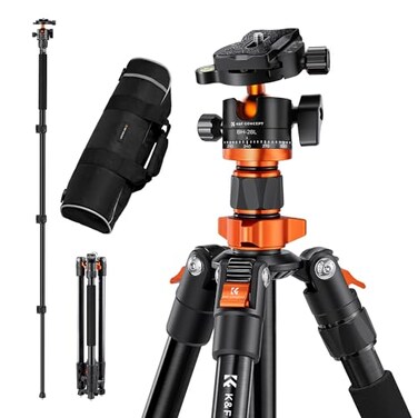 K&F CONCEPT KF CONCEPT 62 DSLR Camera Tripod Lightweight and Compact Aluminum Detachable Monopod Tripod with 360 Panorama Ball Head Quick Release Plate for Travel and Work K254A1BH28L Payload 22lbs