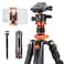 K&F CONCEPT KF CONCEPT 68 Carbon Fiber Camera TripodCompact Tripods with Metal Ball HeadQuick Release PlateDetachable Monopod 22lbs Load for DSLR with Phone MountD255C4BH28L