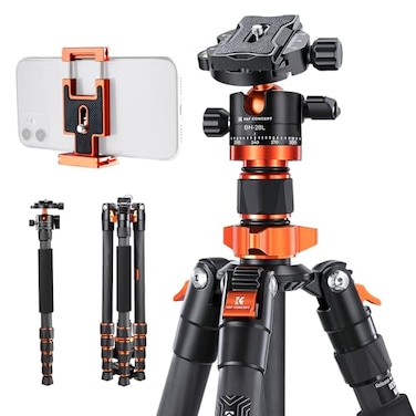 K&F CONCEPT KF CONCEPT 68 Carbon Fiber Camera TripodCompact Tripods with Metal Ball HeadQuick Release PlateDetachable Monopod 22lbs Load for DSLR with Phone MountD255C4BH28L