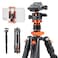 K&F CONCEPT KF CONCEPT 68 Carbon Fiber Camera TripodCompact Tripods with Metal Ball HeadQuick Release PlateDetachable Monopod 22lbs Load for DSLR with Phone MountD255C4BH28L