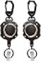 LIUGX 2 Pack Retractable Keychain Heavy Duty Carabiner Key Chains 10000 Rebound Impact Resistance ID Badge Reels with 315 Wire Rope and Key Ring Up to 8oz Aluminum Ring Carbon FiberTexture