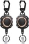 LIUGX 2 Pack Retractable Keychain Heavy Duty Carabiner Key Chains 10000 Rebound Impact Resistance ID Badge Reels with 315 Wire Rope and Key Ring Up to 8oz Aluminum Ring Carbon FiberTexture