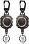 LIUGX 2 Pack Retractable Keychain Heavy Duty Carabiner Key Chains 10000 Rebound Impact Resistance ID Badge Reels with 315 Wire Rope and Key Ring Up to 8oz Aluminum Ring Carbon FiberTexture
