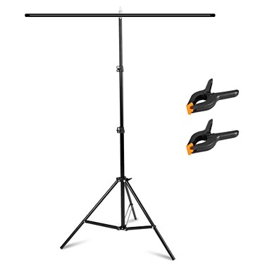 Meking TShape Photo Background Stand 4x65ft12x2m Portable Backdrop Support Stand System with 2 Spring Clamps for Studio Video Picture Photography