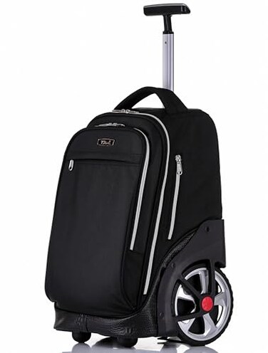 NEW TILAMI 19 inch Rolling Backpack Teens Rolling Backpack Cute Wheeled Laptop Backpack Bookbag Roller Travel Bag College Black