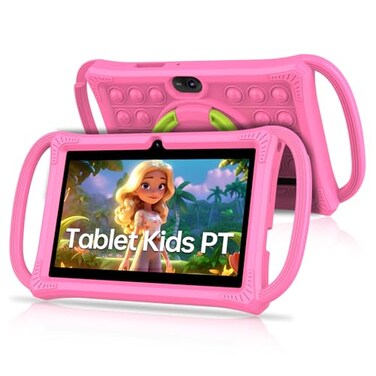 PRITOM Kids Tablets 7 inch 32 GB Toddler Tablet with UnZipped Case WiFi Dual Camera Education Games Kids Software PreInstalled Parental Control Pink
