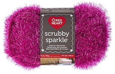 Red Heart Scrubby Sparkle Yarn Watermelon