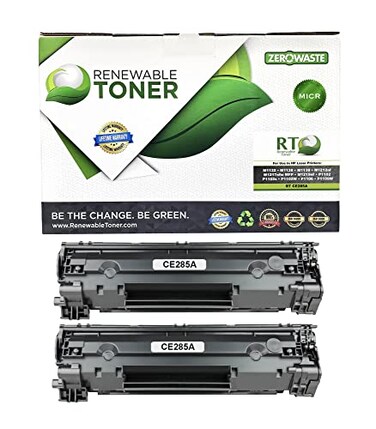 Renewable Toner 85A MICR Toner Compatible Replacement for HP CE285A LaserJet M1132 M1138 M1139 M1212 M1217 MFP P1102 P1106 P1109 Check Printer Cartridge 2 Pack