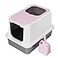 RIZZARI Extra Large Enclosed Cat Litter Box Pink Stainless Steel Top Entry Litter Pan with AntiLeak Design NonStick EasyClean Surface Odor Control for Indoor Spaces