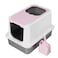 RIZZARI Extra Large Enclosed Cat Litter Box Pink Stainless Steel Top Entry Litter Pan with AntiLeak Design NonStick EasyClean Surface Odor Control for Indoor Spaces