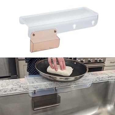 SiliProducts SiliSink Silicone Edge Guard for Kitchen Sink Fits 375 4 Wide The Original Silicone Sink Edge Protector with Sponge Caddy Splash Guard 14 Clear Diamond