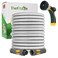 TheFitLife Flexible Metal Garden Hose 75 FT Lightweight Stainless Steel Water Hose with Solid Fittings and Sprayer Nozzle Leak Proof Kink Free Antirust Large Diameter Durable and Easy Storage