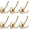 TOFIIGREM Gold Wall Hooks 6 Pack Coat Robe Hook Heavy Duty Metal Double Bath Hook Wall Mounted Hand Towel Hooks for Cubicle Bathroom Kitchen Closet Garage