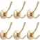TOFIIGREM Gold Wall Hooks 6 Pack Coat Robe Hook Heavy Duty Metal Double Bath Hook Wall Mounted Hand Towel Hooks for Cubicle Bathroom Kitchen Closet Garage