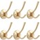 TOFIIGREM Gold Wall Hooks 6 Pack Coat Robe Hook Heavy Duty Metal Double Bath Hook Wall Mounted Hand Towel Hooks for Cubicle Bathroom Kitchen Closet Garage