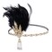 Tongcloud 1920s Flapper Feather Headband Roaring 20s Gatsby Headpiece Womens 1920s Headband Flapper Feather Headpiece Black