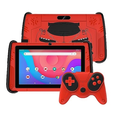 VOLENTEX 7 Inch Kids Tablet with Case Android 15 Tablet for Children with Game Controllers 3GB RAM32GB ROM Parental Control PreInstalled Kids Software Red