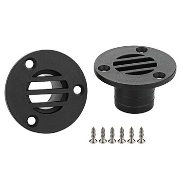 VTurboWay 2 Pcs Nylon 53 x 30mm Boat Floor Deck Drain Fit for Yacht Kayak Deck Drainage Supplies Black Free Mounting Screws