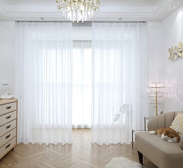 MIANBO Windows White Sheer Curtains 78 Inches Length 52 Inches Width 2 Panels Set Clear Semi Sheer Curtain Basic Rod Pocket For Bedroom Children Living Room Yard Kitchen White 52W x 78L 2 pcs