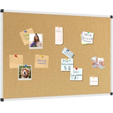 XBoard Cork Board 36 x 24 Notice Cork Bulletin Board Corkboard with Aluminum Frame and Push Pins for Display