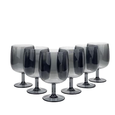 Yanglonghui 12 Ounce Plastic Wine Glasses Set Of 6Unbreakable Acrylic Wine GlassesReusable Colored Plastic Goblets StackableDishwasher Safe Bpa Free Ideal For Parties Grey 12 Ounce