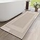 YDKGL Non Slip Long Bathroom Runner Rug Bath Mat Rubber Backing Ultra Thin Bathroom Rugs Fit Under Door Quick Dry Super Absorbent Washable Shower Mat for Bathtub Sink Floor Beige 17x59