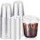 Ziliny 50 Sets Clear Plastic Coffee Cups with Sip Lids Disposable Plastic PET Crystal Cups for Iced Coffee Smoothie Cold Beverage Drink Shops and Party CateringClear12 oz