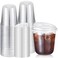 Ziliny 50 Sets Clear Plastic Coffee Cups with Sip Lids Disposable Plastic PET Crystal Cups for Iced Coffee Smoothie Cold Beverage Drink Shops and Party CateringClear12 oz