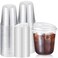 Ziliny 50 Sets Clear Plastic Coffee Cups with Sip Lids Disposable Plastic PET Crystal Cups for Iced Coffee Smoothie Cold Beverage Drink Shops and Party CateringClear12 oz