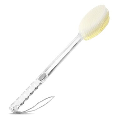 Fymblin Back Scrubber Long Handle for ShowerBack Brush DualSided with Stiff and Soft BristlesBody Exfoliator for Bath or Dry Brush