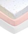 American Baby Company 3 Pack Fitted Crib Sheets 52x28 StarsBlushWhite