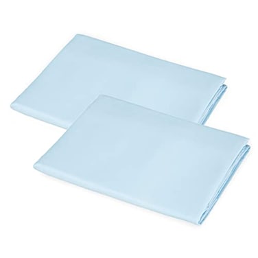 American Baby Company 2 Pack 100 Natural Cotton Percale Cot Sheets for Daycare Standard Size 23 x 51 Soft Breathable Cot Sheets for Daycare and Preschool Blue