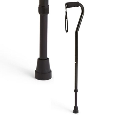 Medline Offset Handle Canes with Comfortable Foam Grip Black Lightweight Aluminum Designed for Enhanced Mobility Support and Stability 1 Count