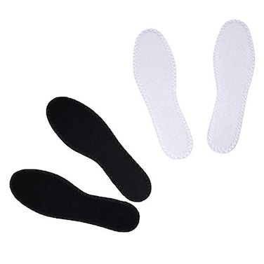 Happystep Terry Cloth Shoe Inserts Washable Shoe Insoles Sockless Shoe Liners for Women Sweat Absorbing Cotton Barefoot Inner Soles Zero Drop 2 Pairs BlackWhite Womens Size 7